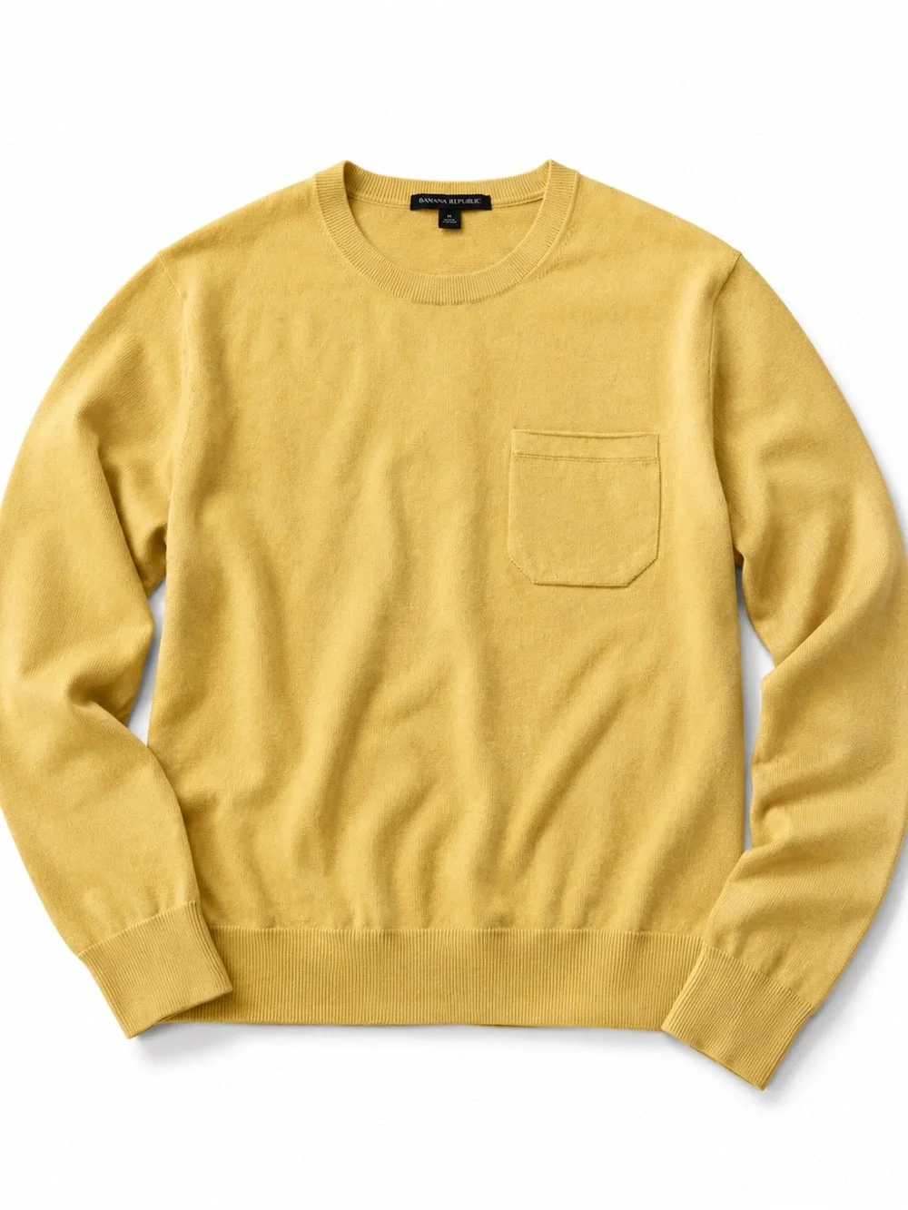 Banana Republic Men's Crewneck Pocket Sweater - Mustard Yellow